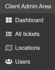 Client Admin Area Menu